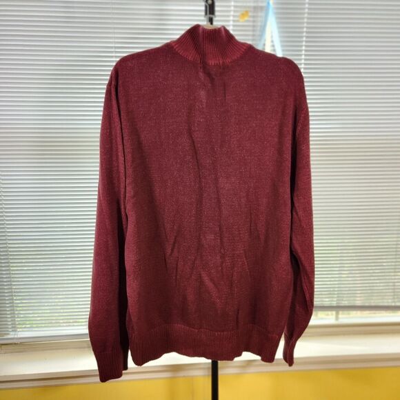 Vintage Structure $69 XXL 1/4 Quarter Zip Mock Neck 100% Cotton Burgundy Sweater - Picture 4 of 9